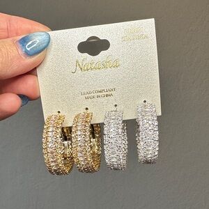 Natasha Sparkly Hoop Earrings Set